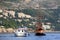 Replica of the medieval sail vessel, the carrack, and  excursion boat ZRINSKY, Dubrovnik, Croatia