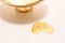 Replica pure gold coins called koban in japan and gold sake cup