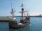 the replica santa maria sailing ship leaving funchal harbor for a cruise around madeira