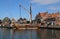 Replica of VOC ship in Volendam harbor in Holland