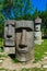 Replicas of giant heads of moai statues