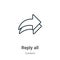 Reply all outline vector icon. Thin line black reply all icon, flat vector simple element illustration from editable content