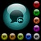 Reply blog comment icons in color illuminated glass buttons