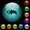 Reply to all recipients icons in color illuminated glass buttons