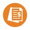 Report, account, statement, finance icon. Orange vector sketch.