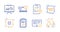 Report checklist, Technical info and Reject icons set. Quick tips, Presentation and Internet chat signs. Vector