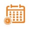 Report, date, time icon. Orange vector design