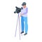 Reportage video cameraman icon, isometric style