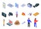 Reporter icons set, isometric style