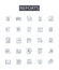 Reports line icons collection. Records, Files, Documents, Accounts, Bulletins, Briefings, Announcements vector and