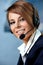 Representative call center woman with headset