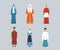 Representatives of religious confession set. Catholic Cardinal, Orthodox Patriarch, Mennonite or Amish woman vector