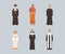 Representatives of religious confession set. Catholic priest, Buddhist monk, Catholic nun vector illustration