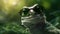 reptile portrait wildlife green scale animal glasses lizard iguana close-up. Generative AI.