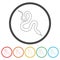 Reptile snake flat icon for animal apps, 6 Colors Included