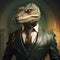 Reptilian in a formal suit