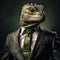 Reptilian in a formal suit