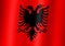 republic of albania national flag 3d illustration close up view