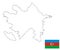 Republic of Azerbaijan - map contour silhouette and flag of Azerbaijan.