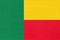 Republic Benin national fabric flag textile background. Symbol of world african country