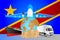 Republic of the Congo logistics concept illustration. National flag of Republic of the Congo from the back of globe, airplane,