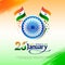 Republic Day of India Celebration concept background with tricolor effect of India National Flag and Ashoka wheel for 26th January