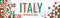 Republic day of Italy or Italia banner with geometric cultural icons and italian flag color scheme. Pisa tower & Rome Colosseum