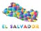 Republic of El Salvador - colorful low poly.