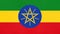 Republic of Ethiopia national fabric flag, textile background. Symbol of world African country