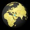 Republic of Iraq on dark globe with yellow world.