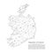 Republic of Ireland communication network map. Vector low poly image of a global map