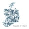 Republic of Ireland communication network map. Vector low poly image of a global map