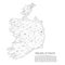 Republic of Ireland communication network map. Vector low poly image of a global map with lights in the form of cities