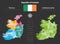 Republic of Ireland provinces and traditional counties vector map