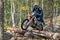 REPUBLIC OF KARELIA, RUSSIA - CIRCA JUNE, 2022: Off-road tournament Ladoga Trophy 2022 in Karelia. A motorcycle racer on