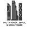 Republic Of Korea, Seoul City travel landmark vector illustration