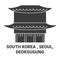 Republic Of Korea, Seoul, Deoksugung travel landmark vector illustration