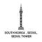 Republic Of Korea, Seoul, Seoul Tower travel landmark vector illustration