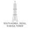 Republic Of Korea, Seoul, Tower travel landmark vector illustration