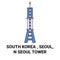 Republic Of Korea, Seoul, Tower travel landmark vector illustration