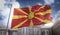 Republic of Macedonia Flag 3D Rendering on Blue Sky Building Background
