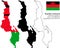 Republic of Malawi vector map, flag, borders, mask , capital, area and population infographic