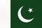 Republic of Pakistan national fabric flag with emblem, textile background. Symbol of international world asian country