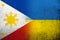 The Republic of the Philippines National flag with National flag of Ukraine. Grunge background