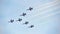 Republic of Singapore Air Force (RSAF) Black Knights performing aerobatics in their F-16s at Singapore Airshow