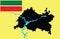 Republic of Tatarstan map silhouette, Tatarstan flaf .