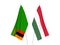 Republic of Zambia and Hungary flags