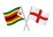 The Republic of Zimbabwe and England crossed flags.