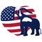 Republican elephant in the background of the heart in the colors of the American flag. Republican victory in US