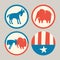 Republican elephant and democrat donkey buttons